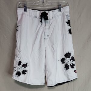 Billabong White and Black Floral Board Shorts